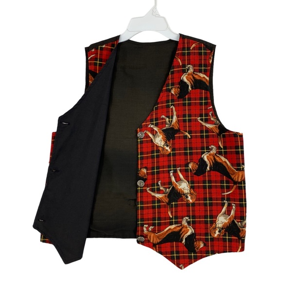 Vintage Handmade Red Plaid Dog Vest Beagle & Basset Hound - Picture 7 of 9